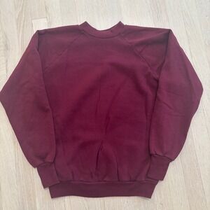 Healthknit Sweatshirt Unisex Large Burgundy Vintage USA Made Raglan Crewneck